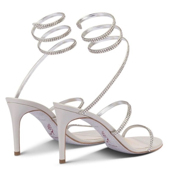 ❌SOLD❌ Rene Caovilla 37.5 JEWELED SANDALS CLEO SILVER - Picture 4 of 13